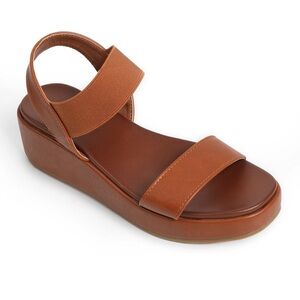 Maurices SuperCush Aubrey Wedge Sandals Cognac Brown NWT 8 Women’s